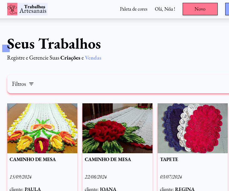 Screenshot of the project: Trabalhos Artesanais
