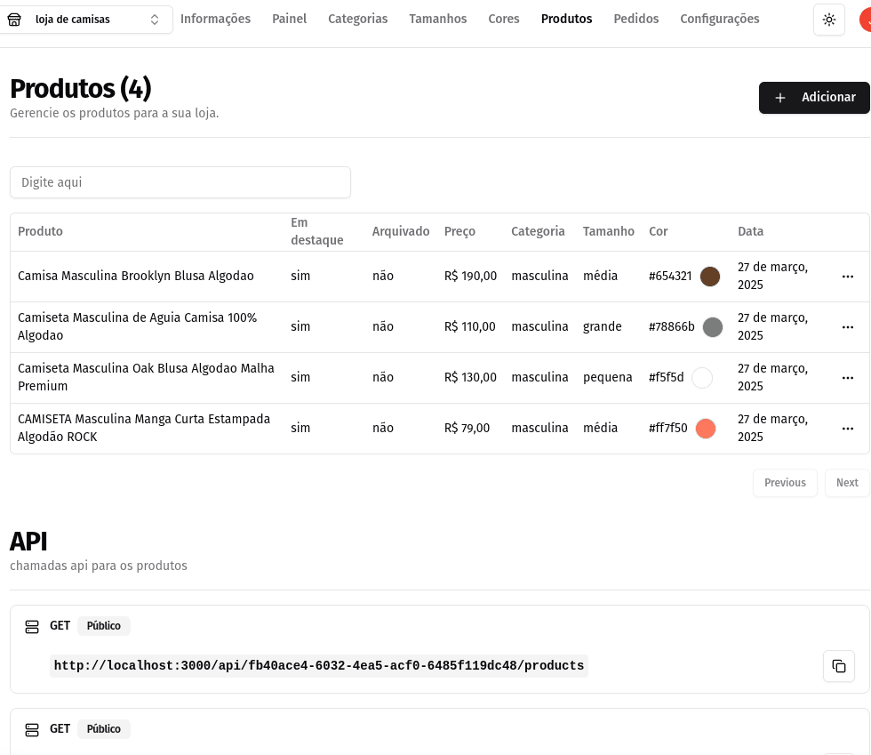 Screenshot of the project: E-commerce Admin Dashboard